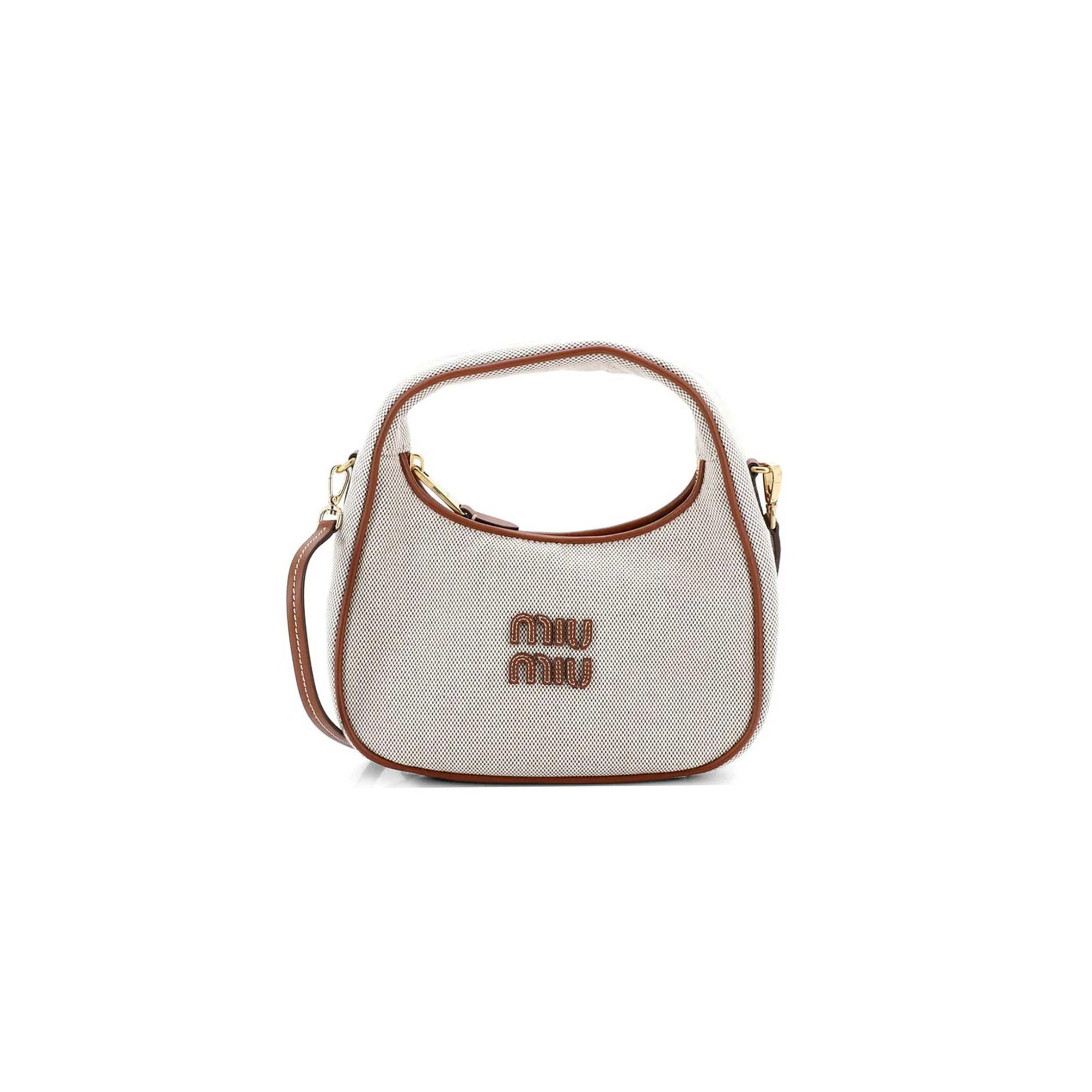 MIU MIU WONDER HOBO SMALL CANVAS SHOULDER BAG 5BC125 (20*13*7cm)